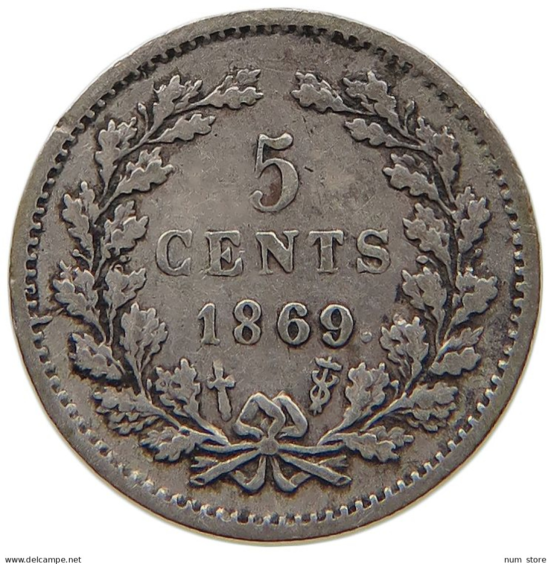 NETHERLANDS 5 CENTS 1869 Willem III. 1849-1890 #c010 0497 - 1849-1890 : Willem III