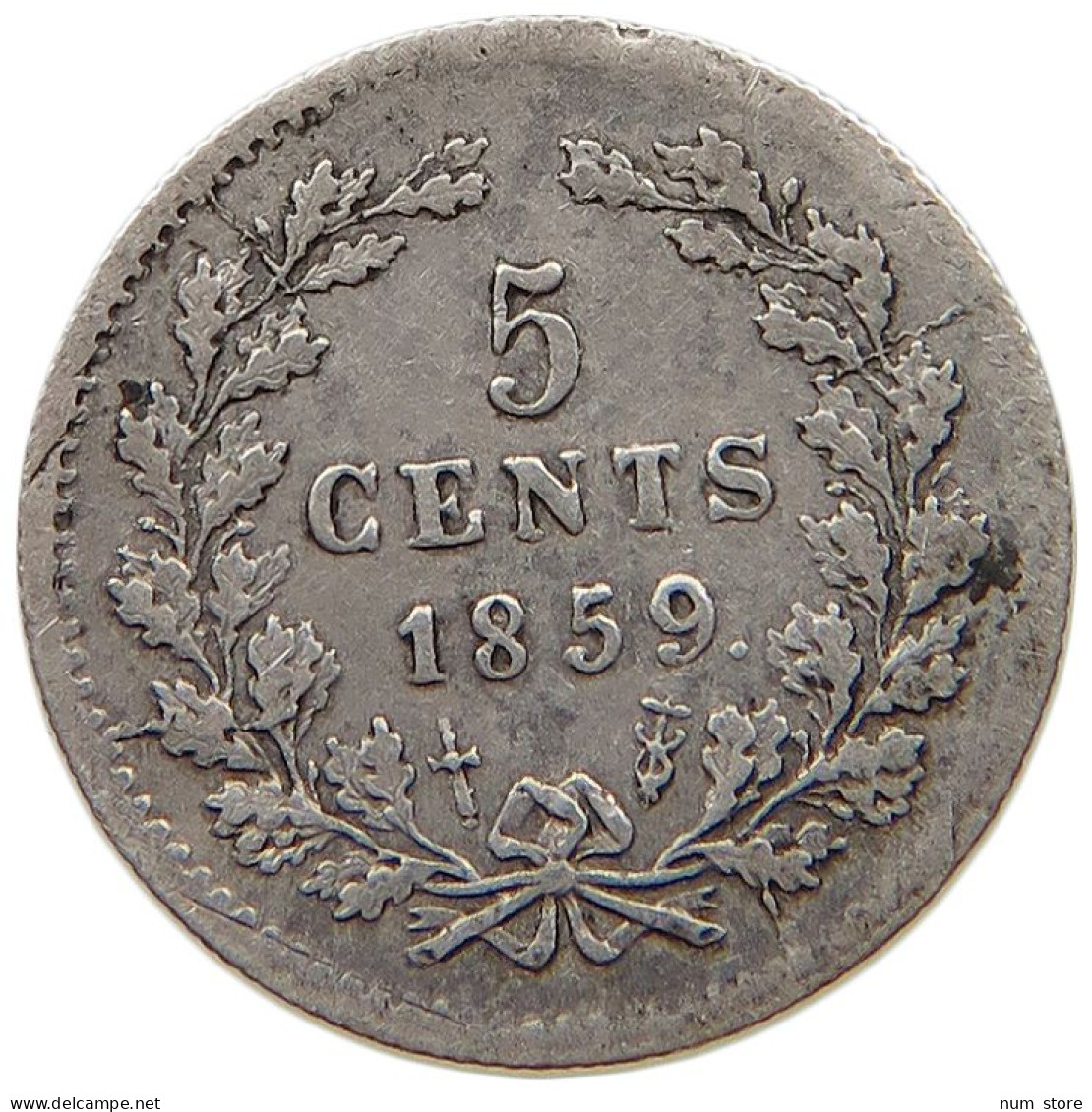 NETHERLANDS 5 CENTS 1859 Willem III. 1849-1890 #t083 0005 - 1849-1890 : Willem III