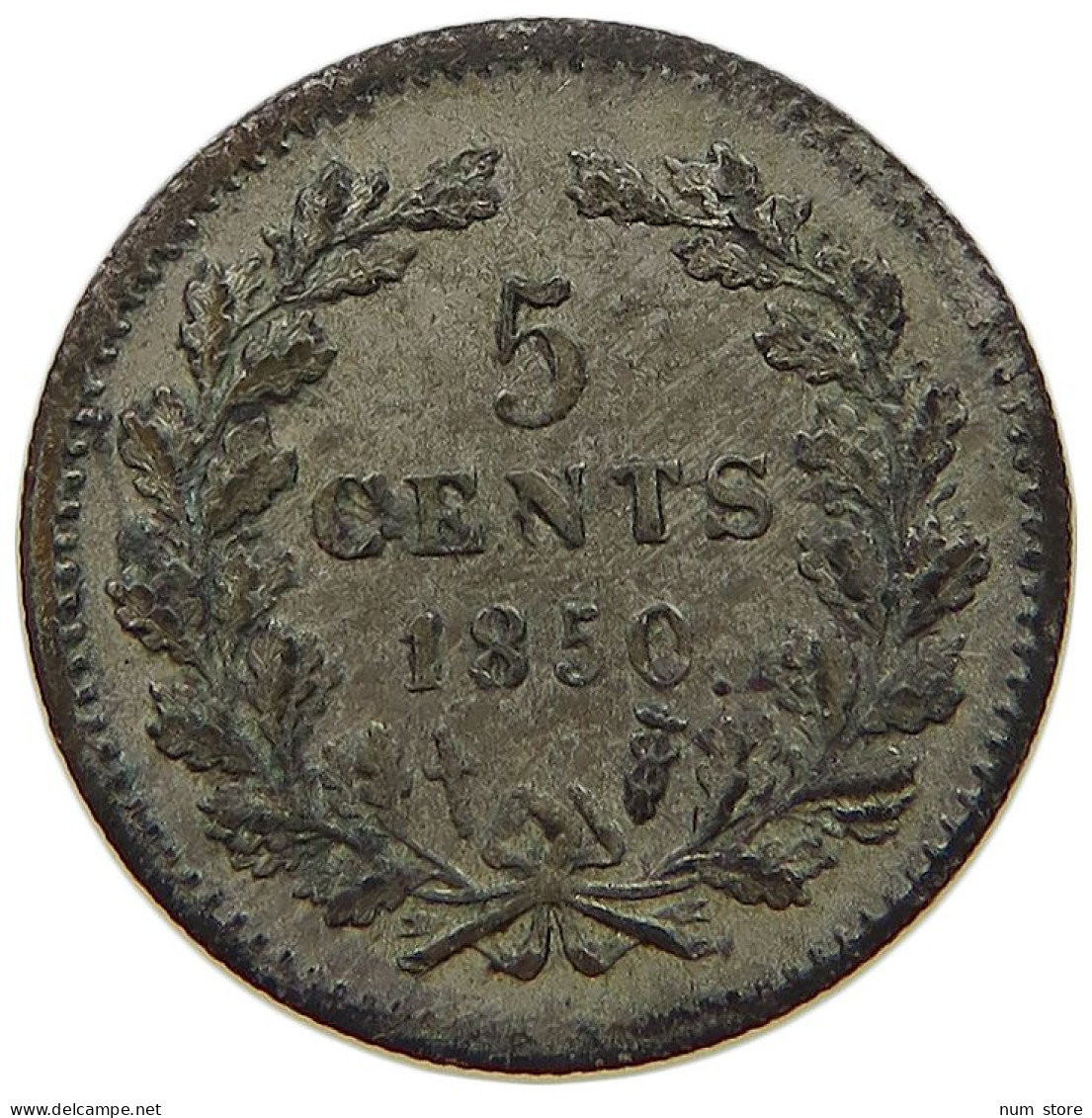 NETHERLANDS 5 CENTS 1850 Willem III. 1849-1890 #t057 0309 - 1849-1890 : Willem III