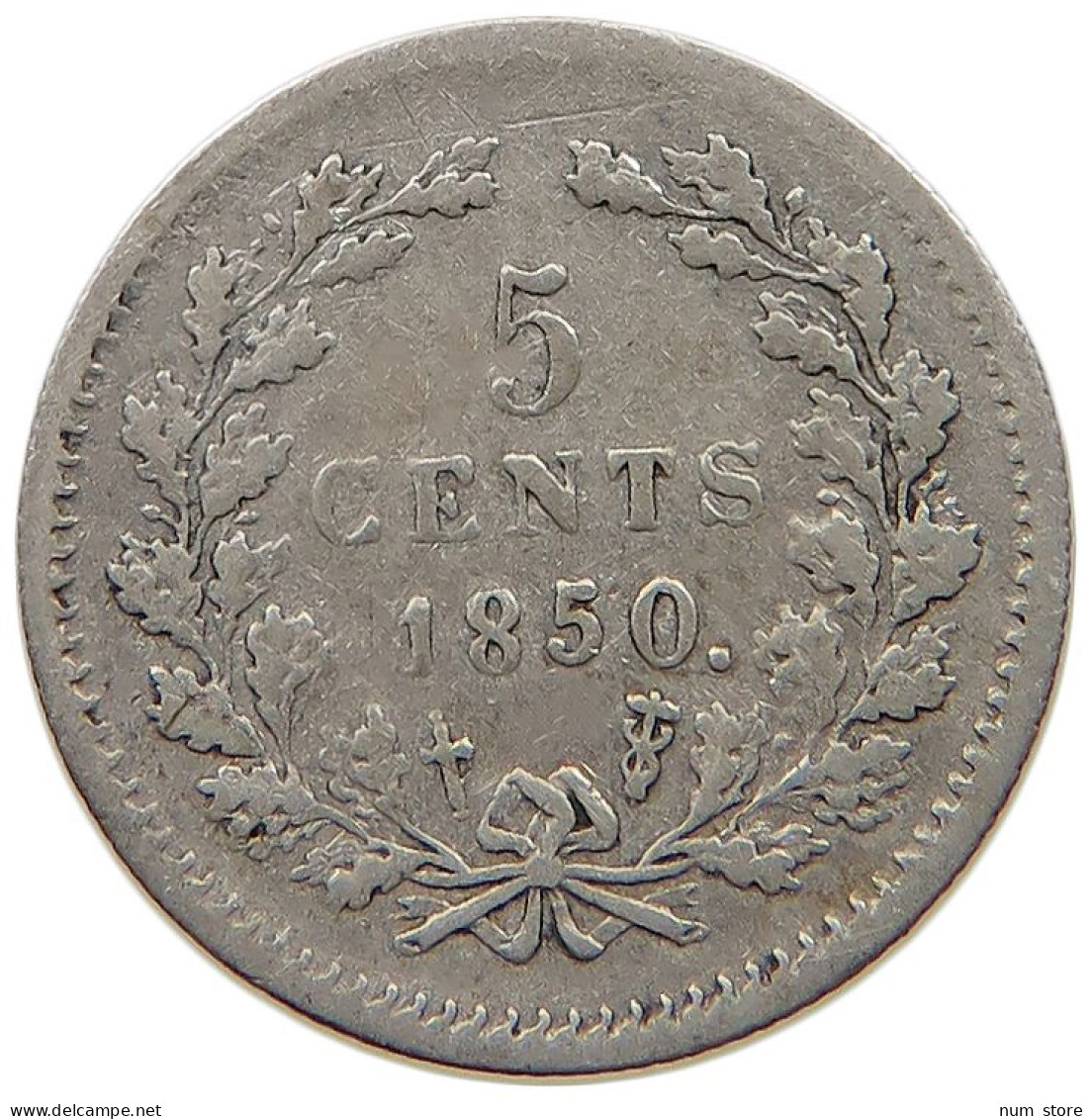 NETHERLANDS 5 CENTS 1850 Willem III. 1849-1890 #c041 0123 - 1849-1890 : Willem III