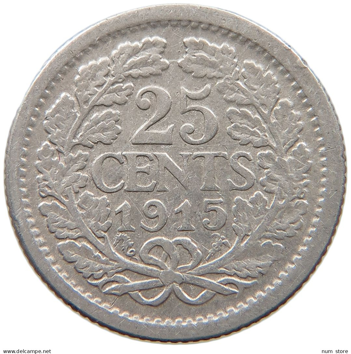 NETHERLANDS 25 CENTS 1915 Wilhelmina 1890-1948 #a032 0925 - 25 Centavos