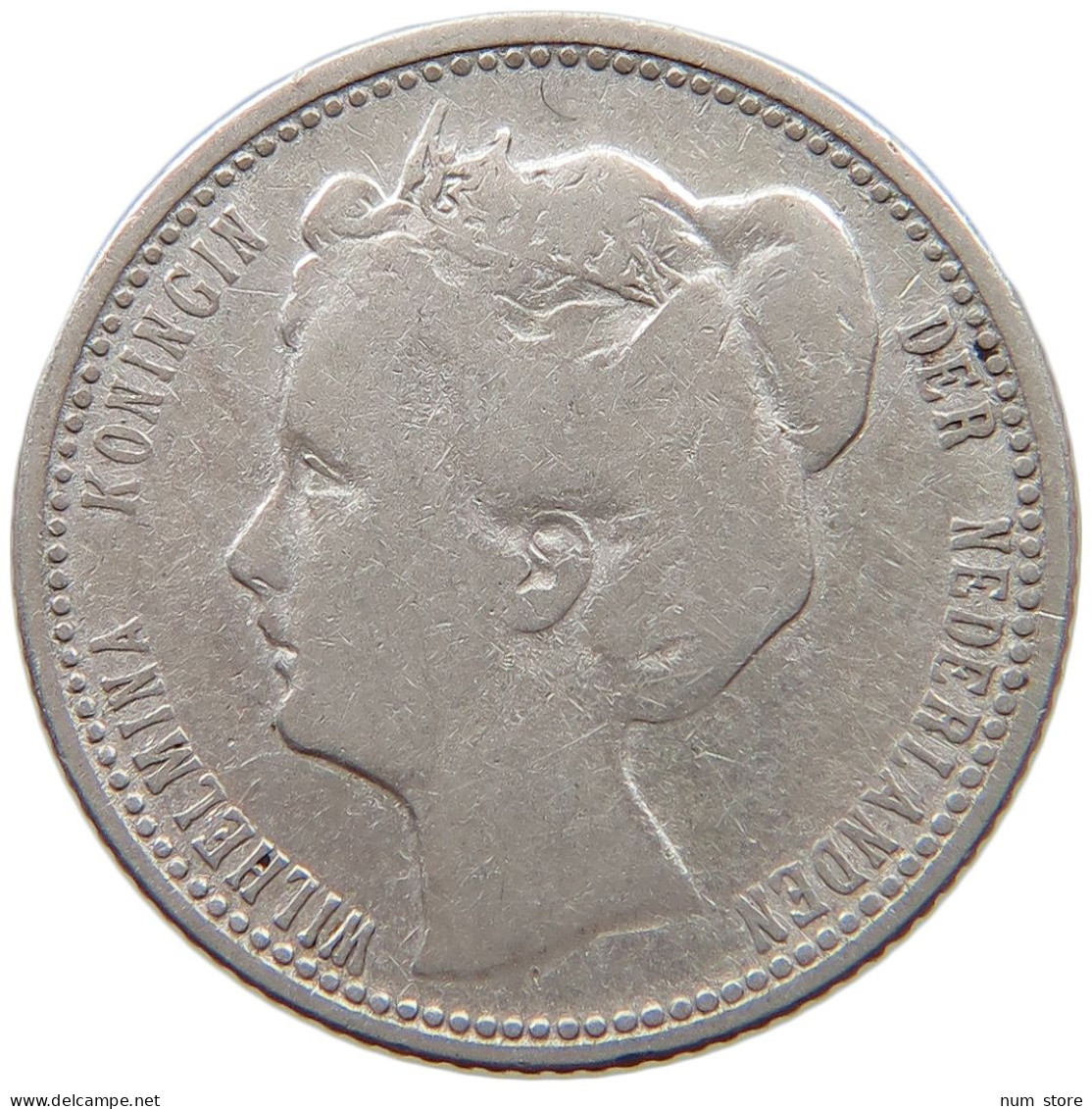 NETHERLANDS 25 CENTS 1901 Wilhelmina 1890-1948 SMALL NECK #s035 0337 - 25 Centavos