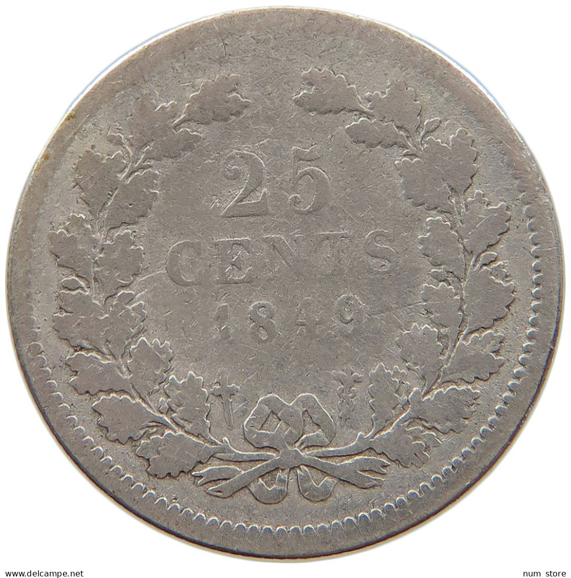 NETHERLANDS 25 CENTS 1849 WILLEM II. 1840-1849 #a064 0317 - 1840-1849: Willem II