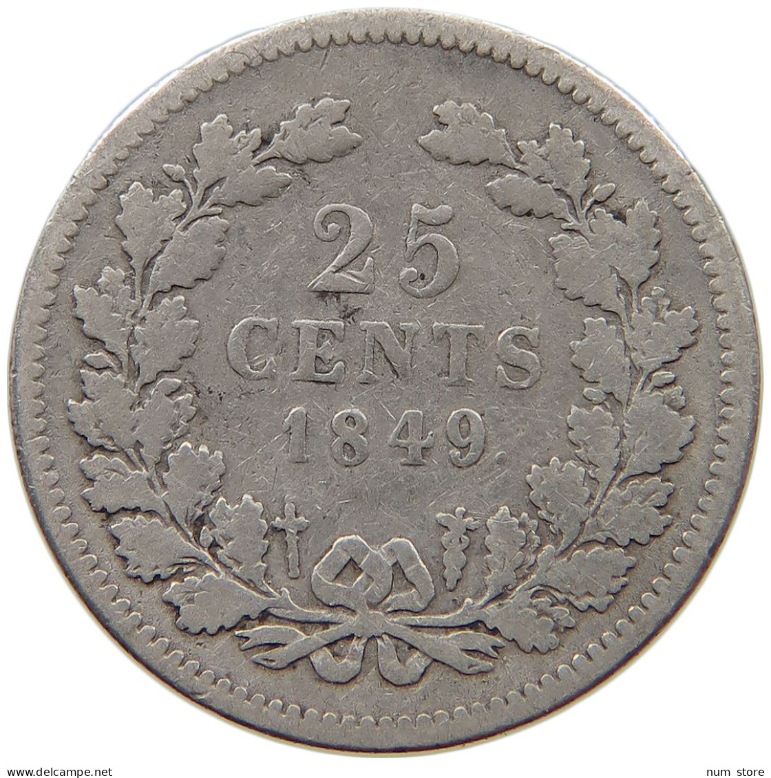 NETHERLANDS 25 CENTS 1849 WILLEM II. 1840-1849 #a082 0449 - 1840-1849: Willem II.