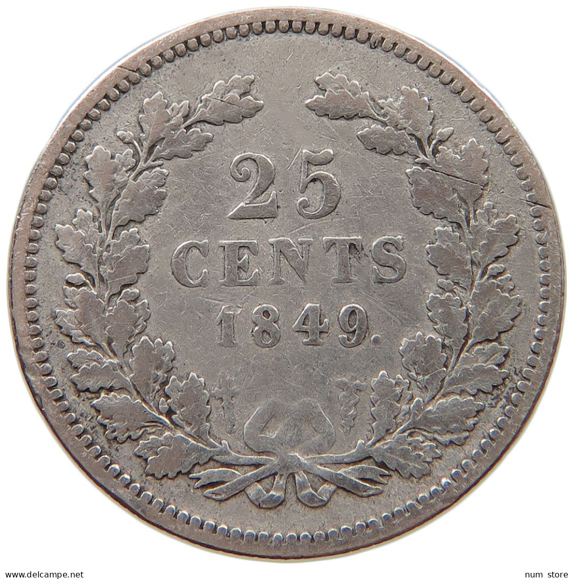 NETHERLANDS 25 CENTS 1849 WILLEM II. 1840-1849 #a057 0275 - 1840-1849: Willem II.