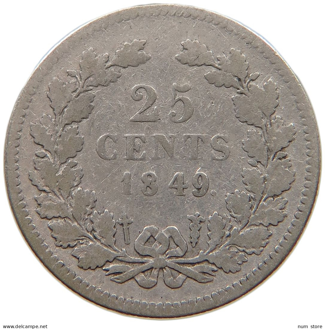 NETHERLANDS 25 CENTS 1849 WILLEM II. 1840-1849 #a064 0315 - 1840-1849 : Willem II