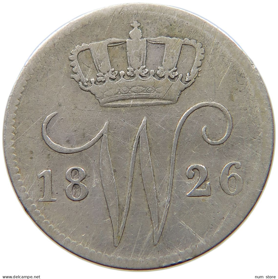 NETHERLANDS 25 CENTS 1826 WILLEM I. 1815-1840 #t122 0309 - 1815-1840: Willem I.
