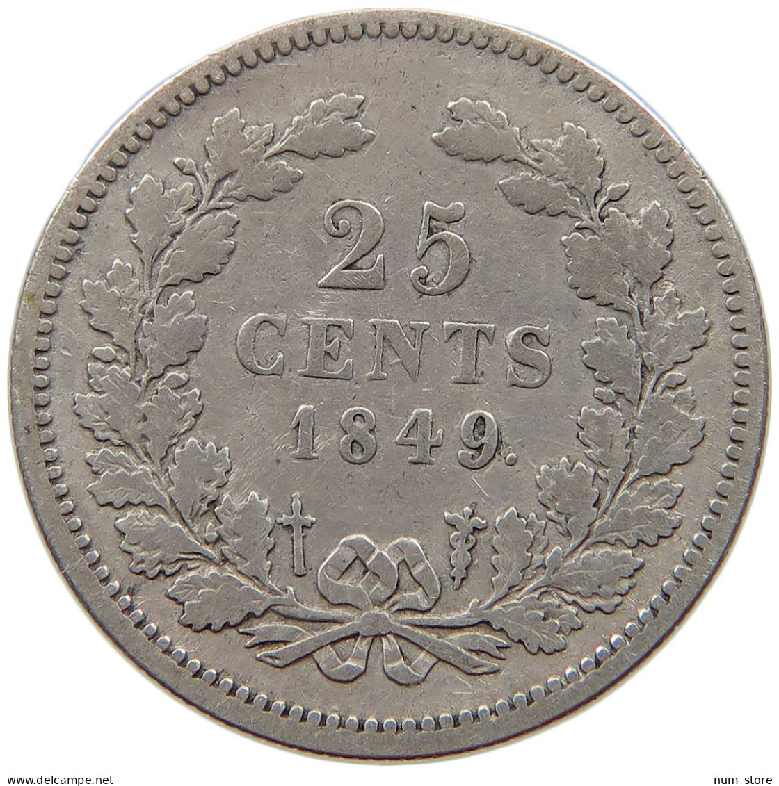 NETHERLANDS 25 CENTS 1849 WILLEM II. 1840-1849 #a004 0029 - 1840-1849: Willem II