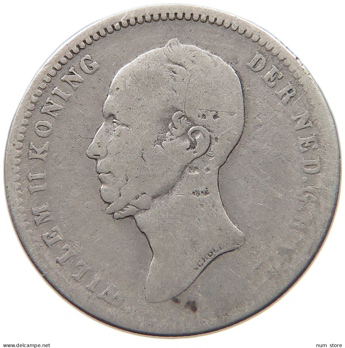 NETHERLANDS 25 CENTS 1849 WILLEM II. 1840-1849 #a033 0759 - 1840-1849: Willem II.