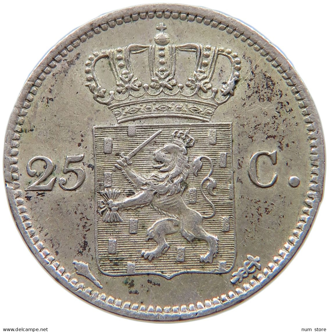 NETHERLANDS 25 CENTS 1825 WILLEM I. 1815-1840 #t083 0101 - 1815-1840 : Willem I