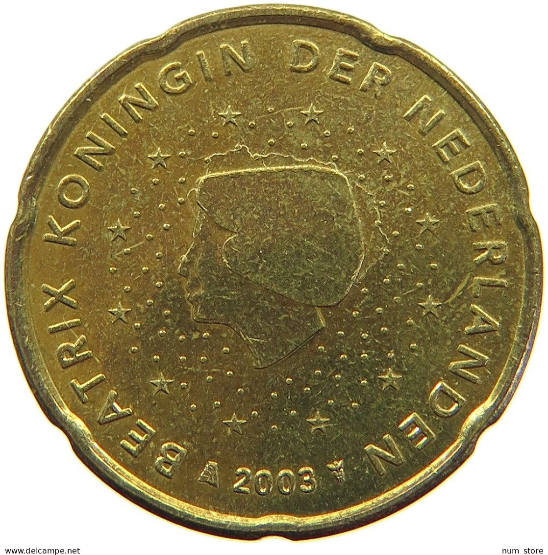 NETHERLANDS 20 CENTS 2003 MINTING ERROR HEAD ERROR #a081 0193 - Nederland