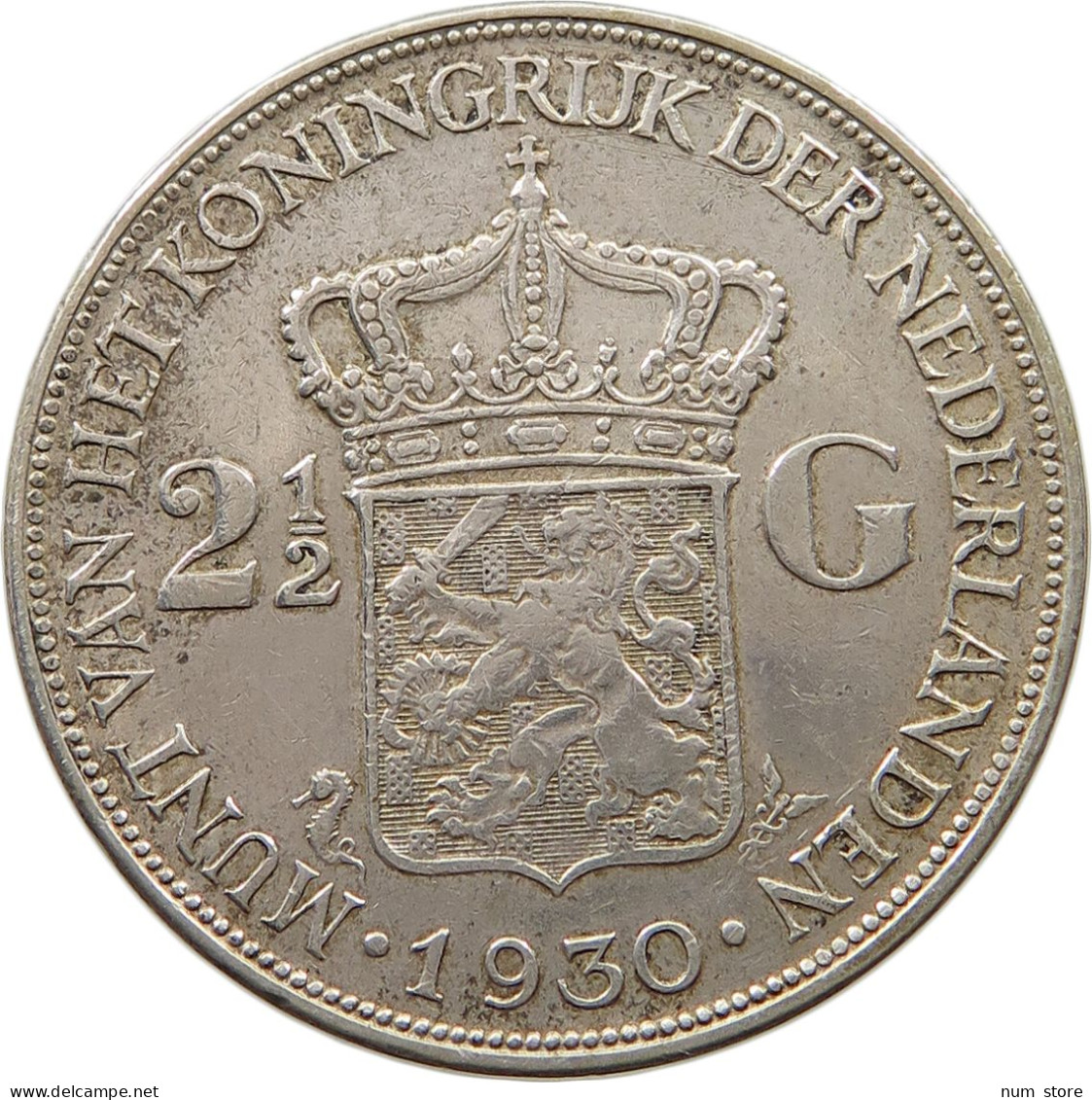 NETHERLANDS 2 1/2 GULDEN 1930 Wilhelmina 1890-1948 #t090 0067 - 2 1/2 Gulden