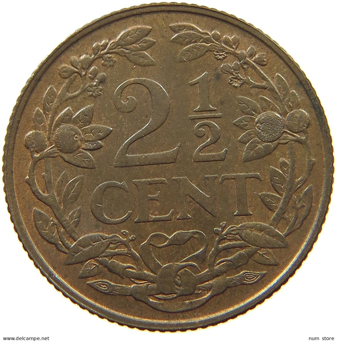 NETHERLANDS 2 1/2 CENTS 1941 Wilhelmina 1890-1948 #s067 0211 - 2.5 Centavos