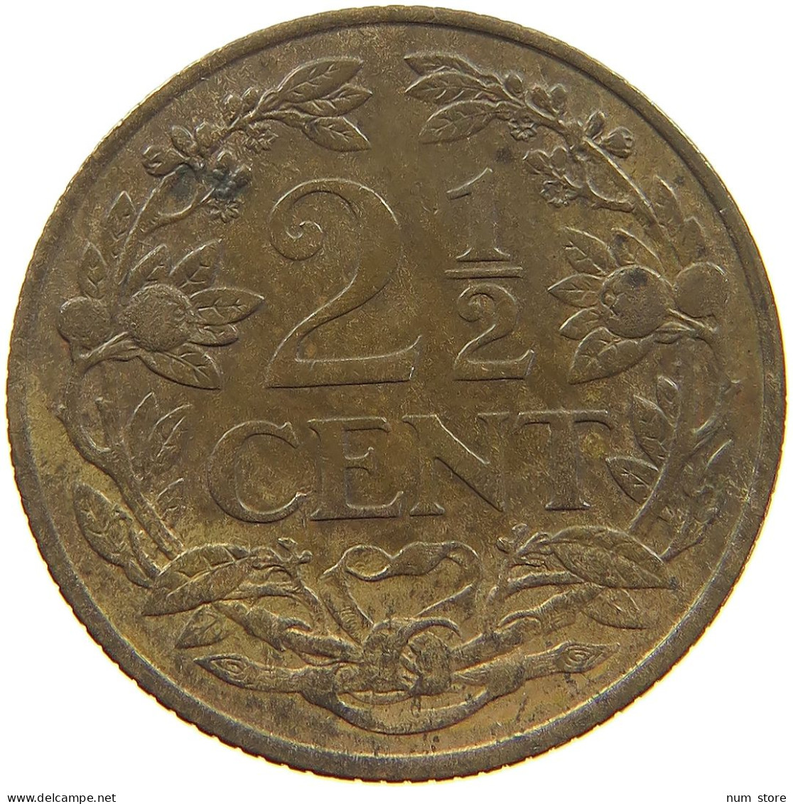 NETHERLANDS 2 1/2 CENTS 1941 Wilhelmina 1890-1948 #a085 0135 - 2.5 Cent