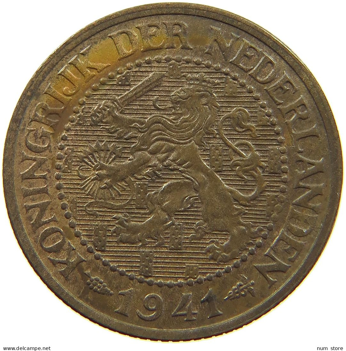 NETHERLANDS 2 1/2 CENTS 1941 Wilhelmina 1890-1948 #a085 0135 - 2.5 Cent