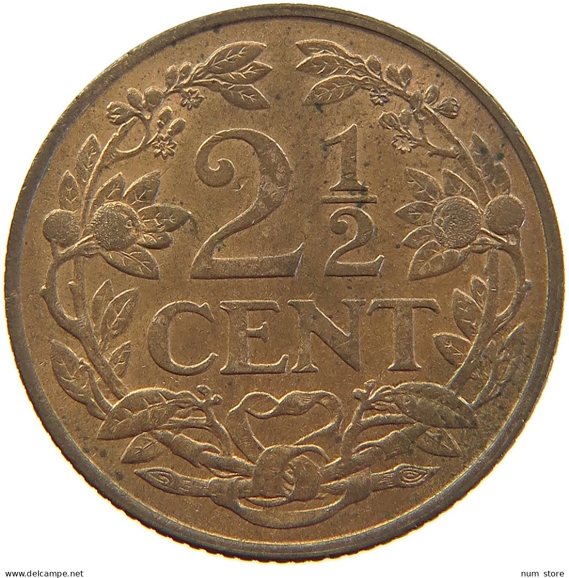 NETHERLANDS 2 1/2 CENTS 1941 Wilhelmina 1890-1948 #c063 0561 - 2.5 Cent