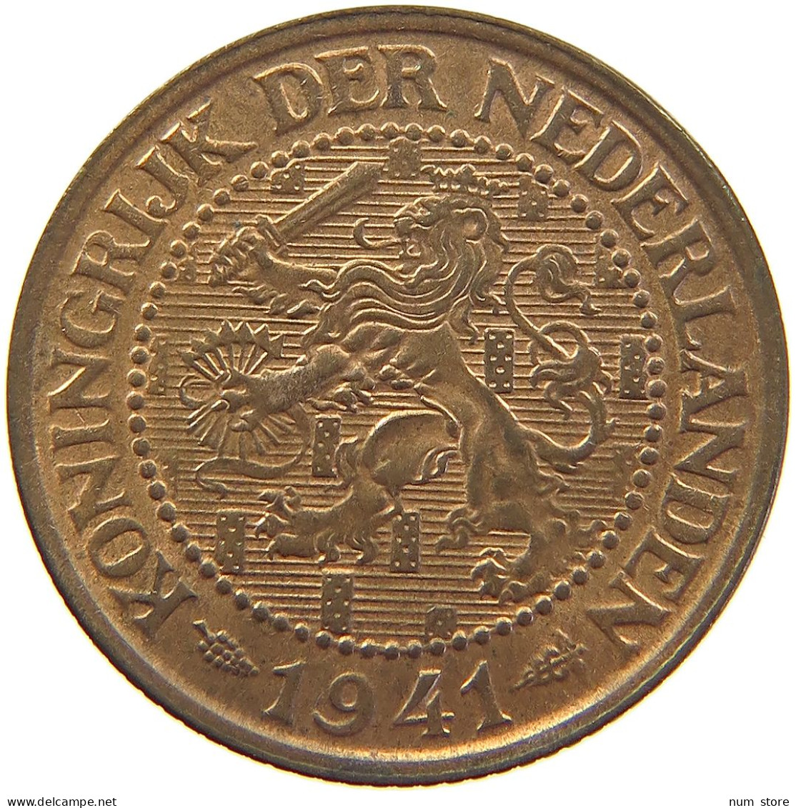 NETHERLANDS 2 1/2 CENTS 1941 Wilhelmina 1890-1948 #c063 0561 - 2.5 Centavos
