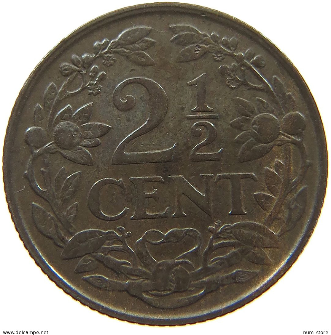 NETHERLANDS 2 1/2 CENTS 1941 Wilhelmina 1890-1948 #a085 0111 - 2.5 Cent