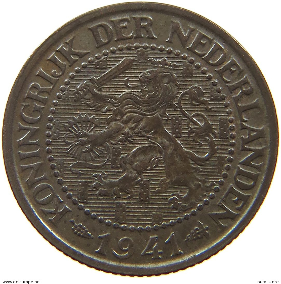 NETHERLANDS 2 1/2 CENTS 1941 Wilhelmina 1890-1948 #a085 0111 - 2.5 Cent