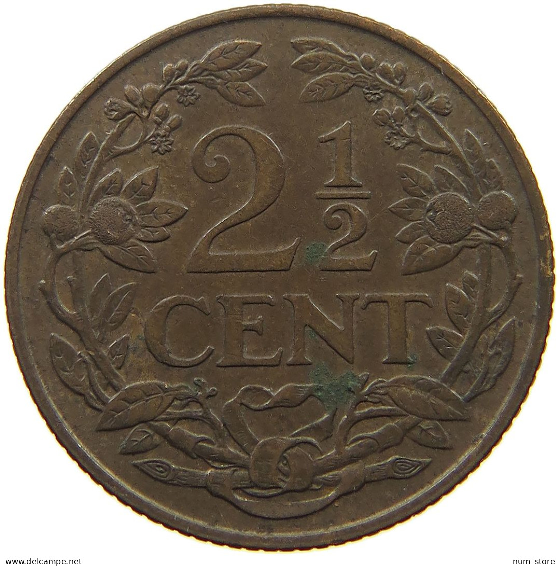 NETHERLANDS 2 1/2 CENTS 1941 Wilhelmina 1890-1948 #a095 0333 - 2.5 Centavos