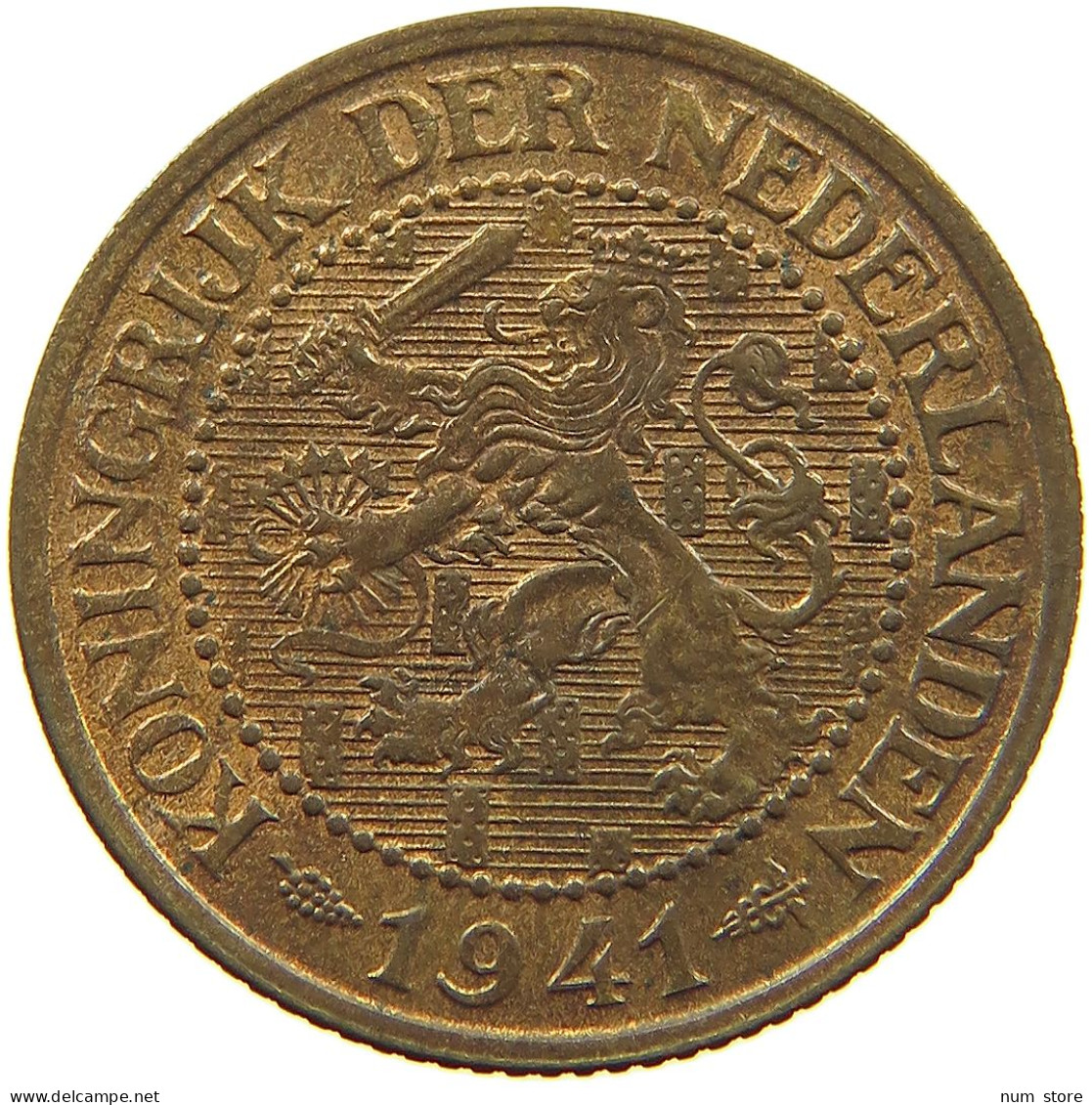 NETHERLANDS 2 1/2 CENTS 1941 Wilhelmina 1890-1948 #c010 0049 - 2.5 Centavos