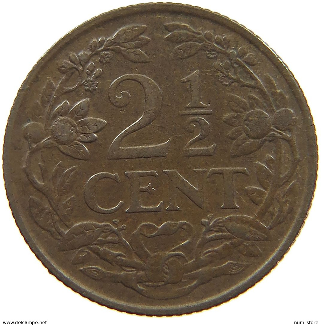 NETHERLANDS 2 1/2 CENTS 1941 Wilhelmina 1890-1948 #a062 0547 - 2.5 Centavos