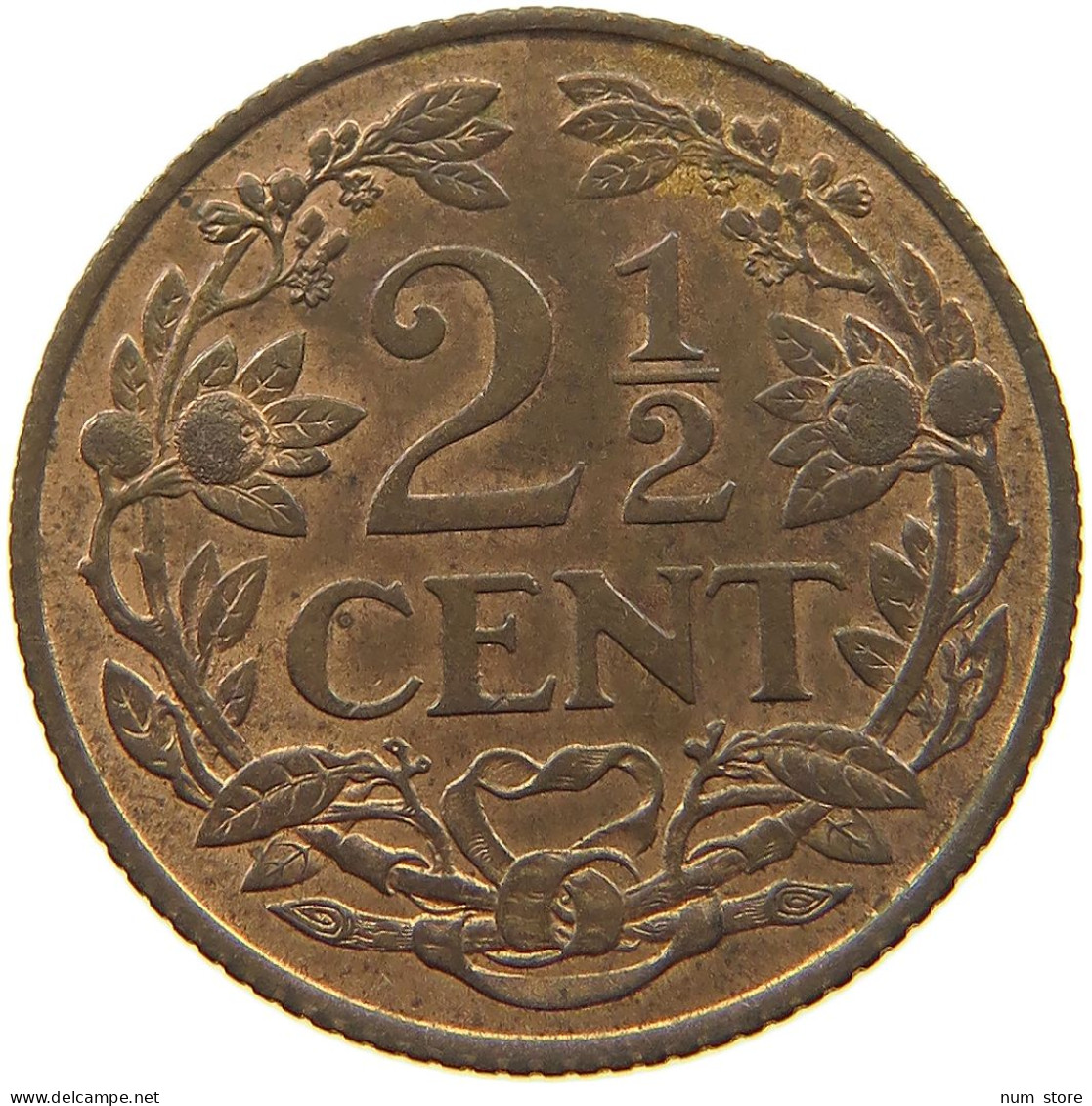 NETHERLANDS 2 1/2 CENTS 1941 Wilhelmina 1890-1948 #a011 0569 - 2.5 Cent