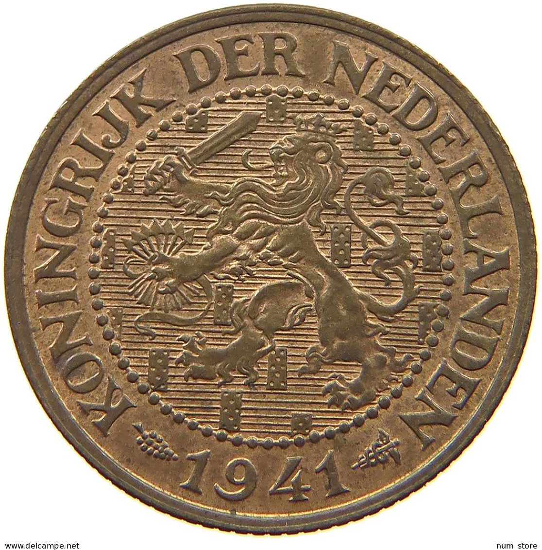 NETHERLANDS 2 1/2 CENTS 1941 Wilhelmina 1890-1948 #a011 0569 - 2.5 Centavos