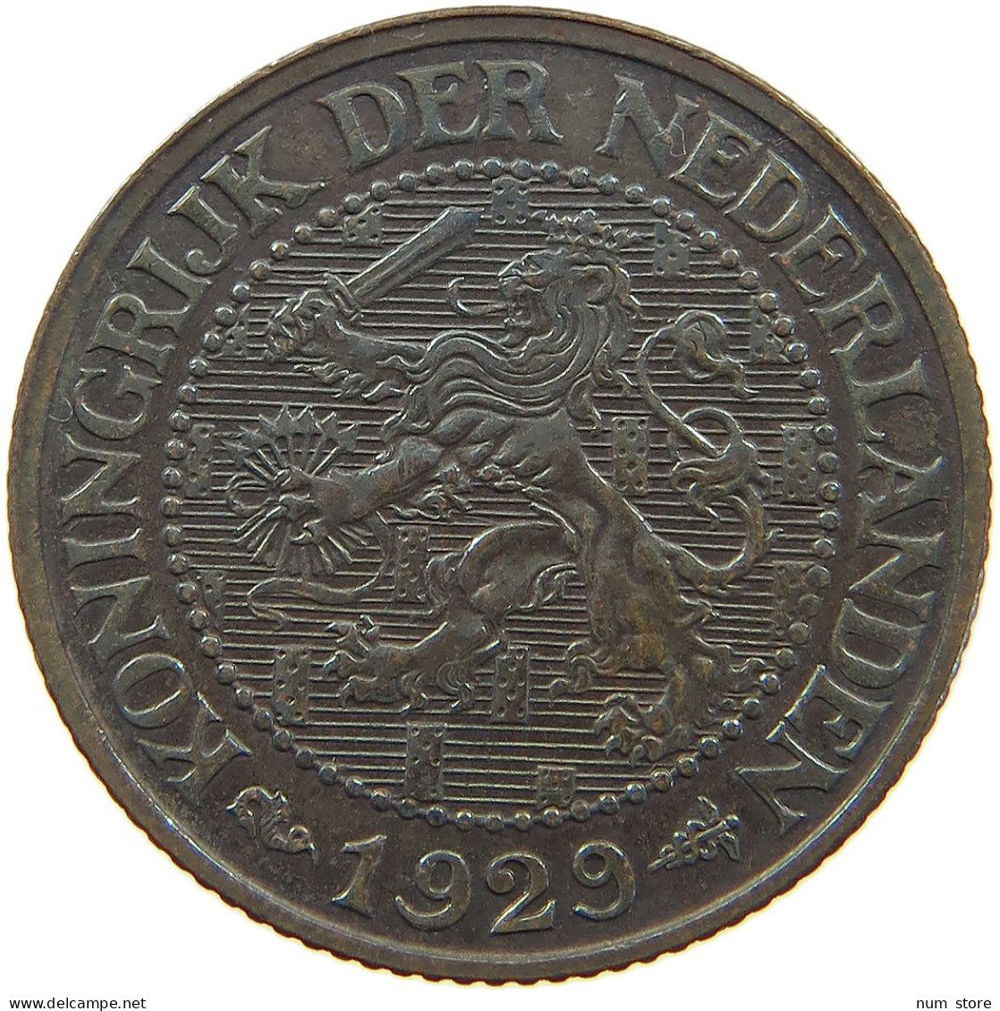 NETHERLANDS 2 1/2 CENTS 1929 Wilhelmina 1890-1948 #c080 0499 - 2.5 Centavos