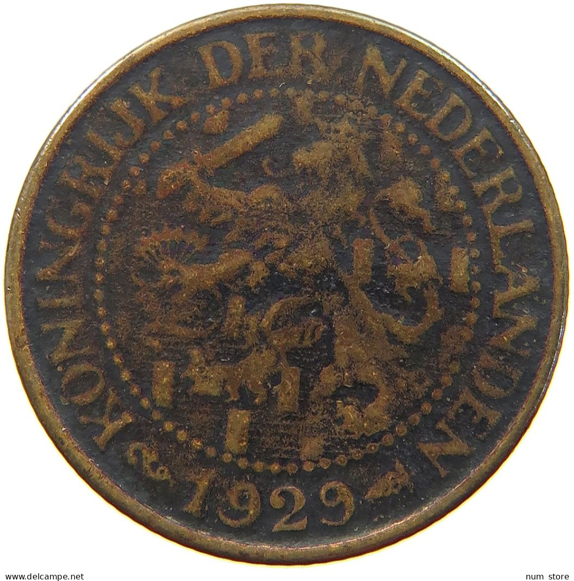 NETHERLANDS 2 1/2 CENTS 1929 Wilhelmina 1890-1948 WEAK STRUCK #a011 0061 - 2.5 Cent