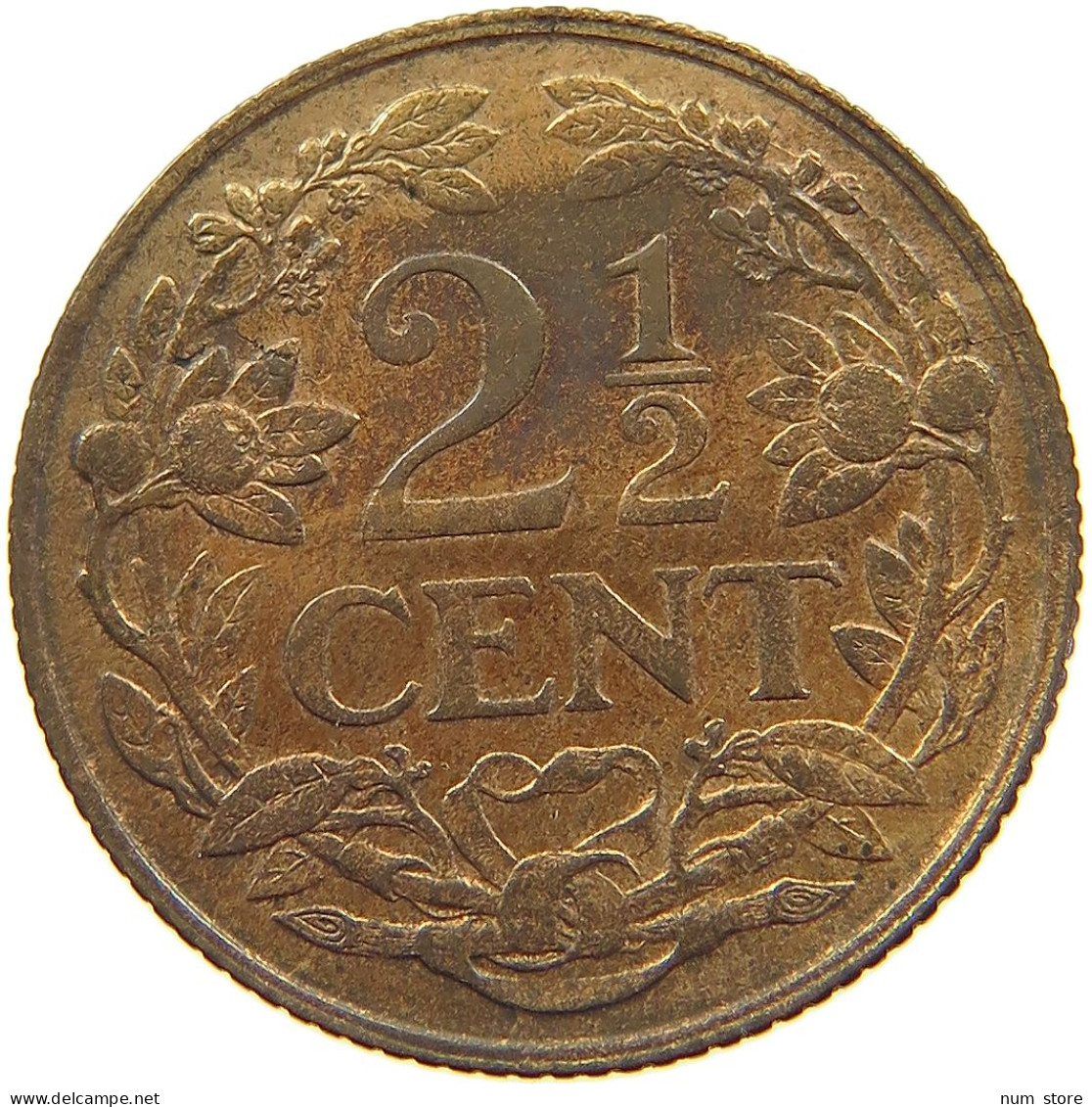 NETHERLANDS 2 1/2 CENTS 1941 Wilhelmina 1890-1948 #a011 0045 - 2.5 Cent