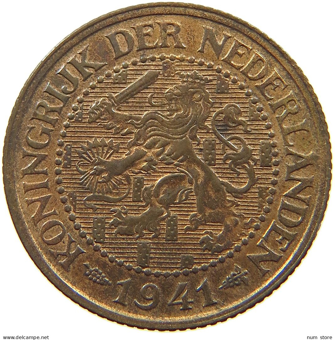 NETHERLANDS 2 1/2 CENTS 1941 Wilhelmina 1890-1948 #a011 0045 - 2.5 Centavos