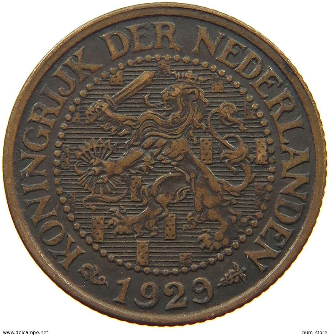 NETHERLANDS 2 1/2 CENTS 1929 Wilhelmina 1890-1948 #s077 0571 - 2.5 Centavos