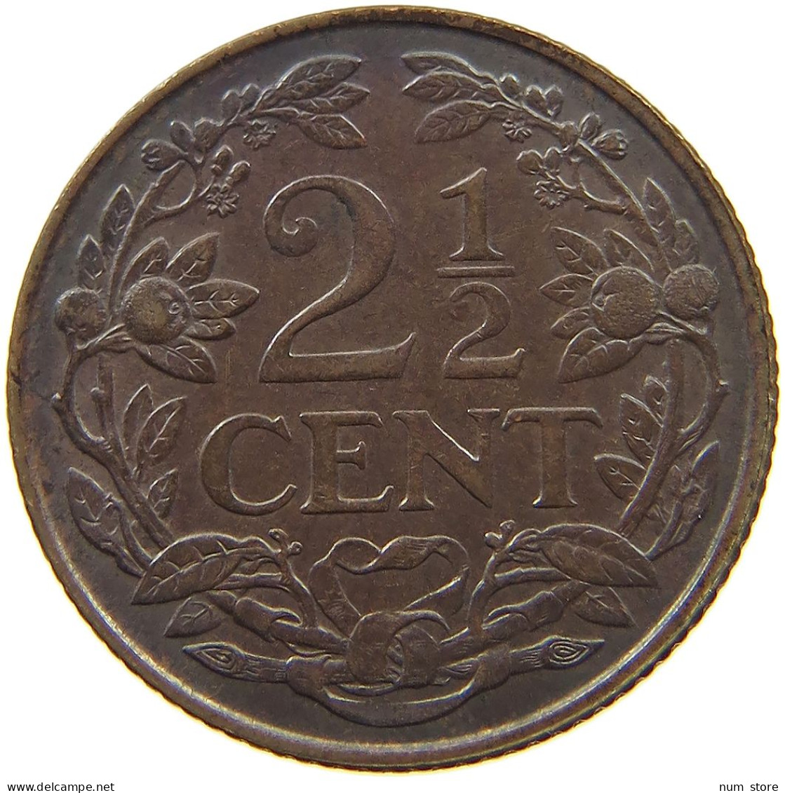 NETHERLANDS 2 1/2 CENTS 1929 Wilhelmina 1890-1948 #a011 0579 - 2.5 Cent