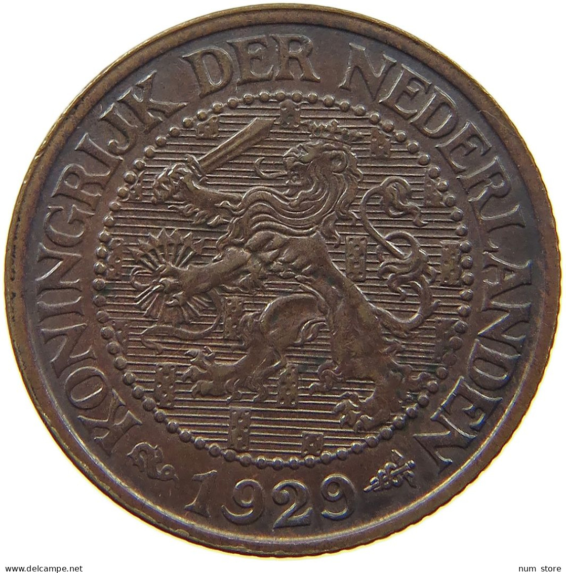 NETHERLANDS 2 1/2 CENTS 1929 Wilhelmina 1890-1948 #a011 0579 - 2.5 Centavos
