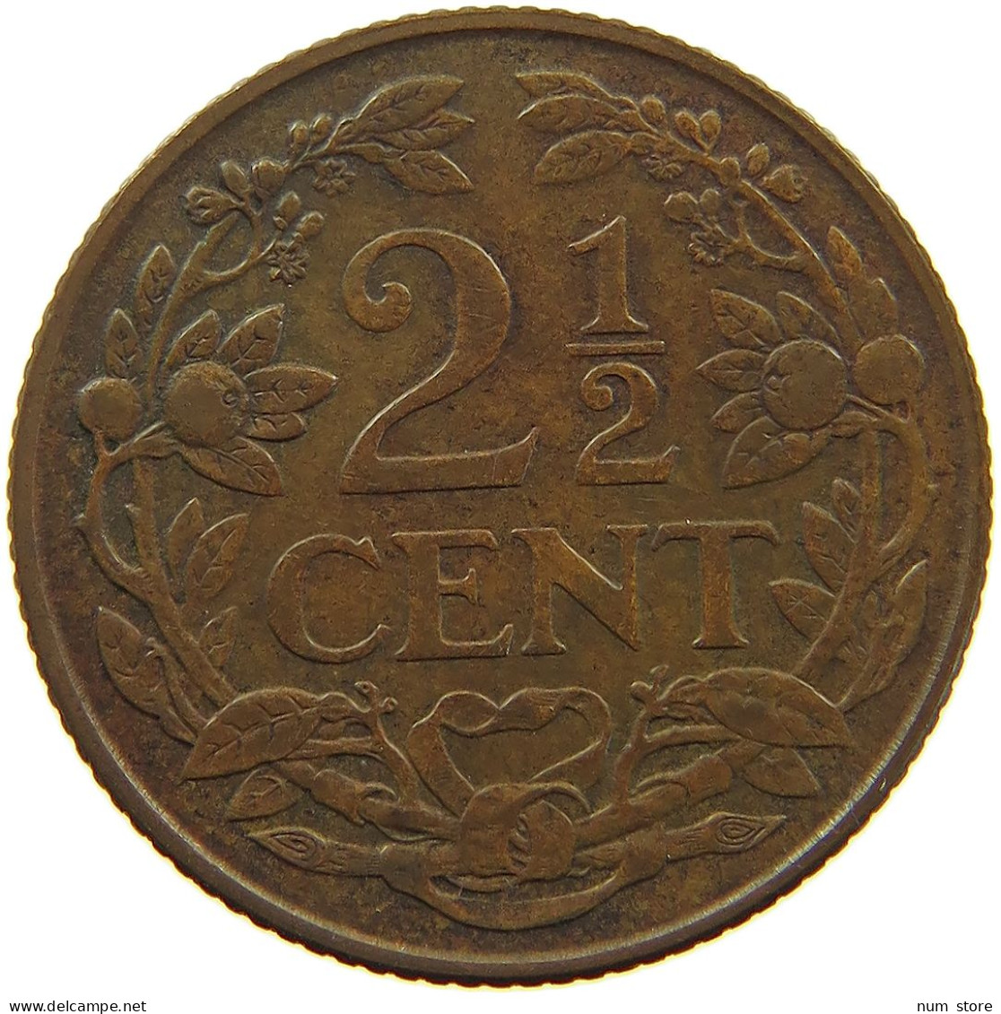 NETHERLANDS 2 1/2 CENTS 1929 Wilhelmina 1890-1948 #a085 0145 - 2.5 Centavos