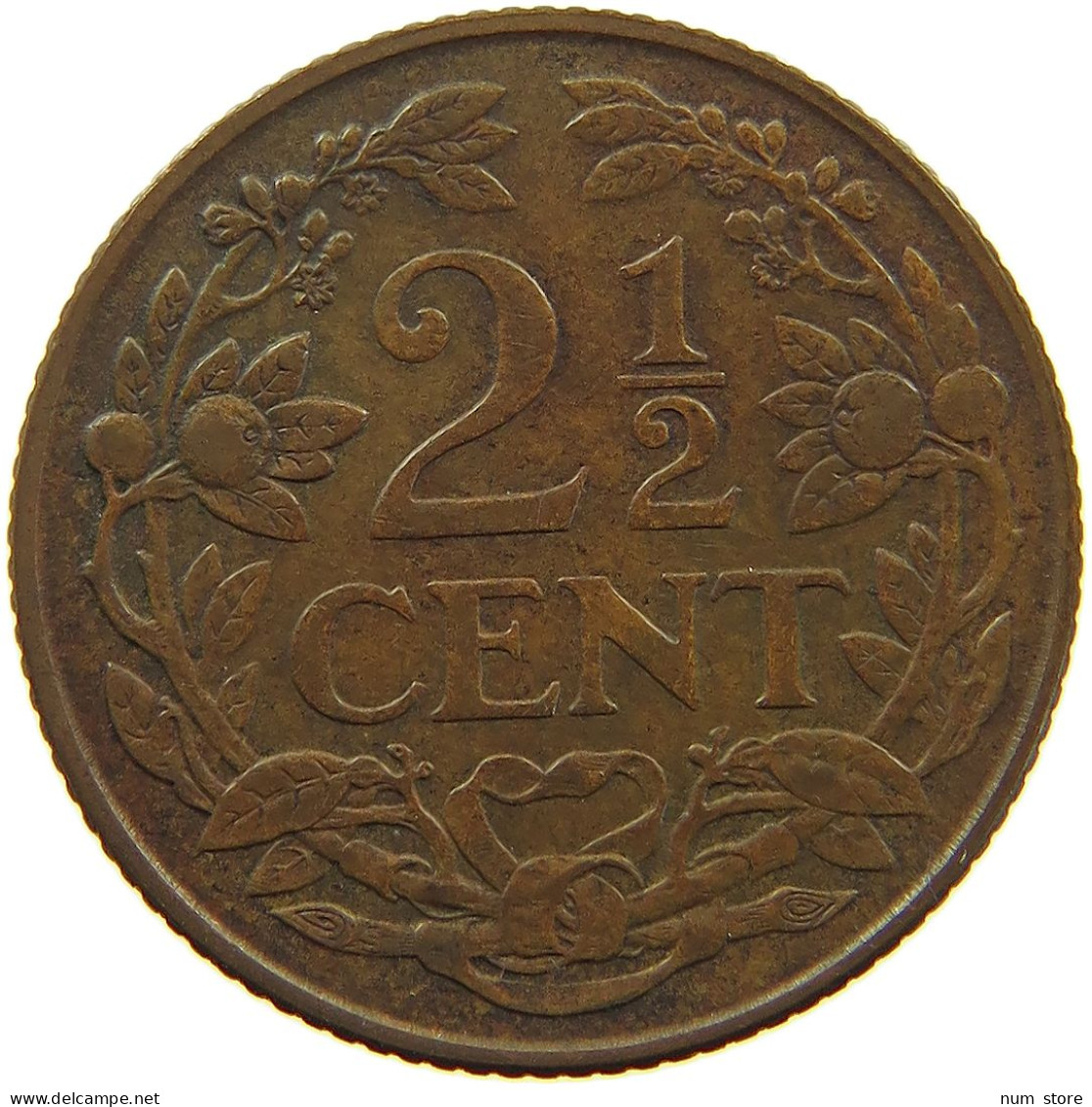 NETHERLANDS 2 1/2 CENTS 1929 Wilhelmina 1890-1948 #a085 0145 - 2.5 Cent