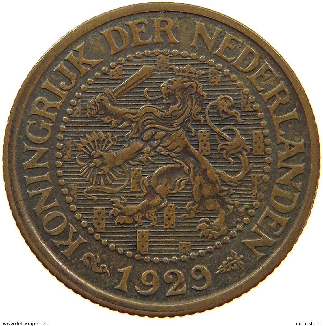 NETHERLANDS 2 1/2 CENTS 1929 Wilhelmina 1890-1948 #a085 0145 - 2.5 Centavos