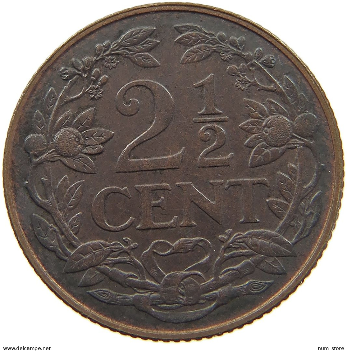 NETHERLANDS 2 1/2 CENTS 1929 Wilhelmina 1890-1948 #c080 0515 - 2.5 Cent