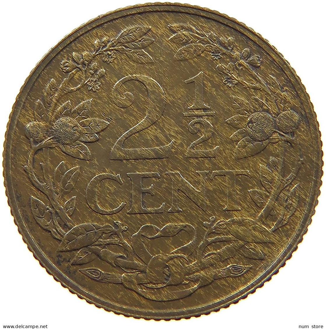 NETHERLANDS 2 1/2 CENTS 1916 Wilhelmina 1890-1948 #s060 0111 - 2.5 Centavos
