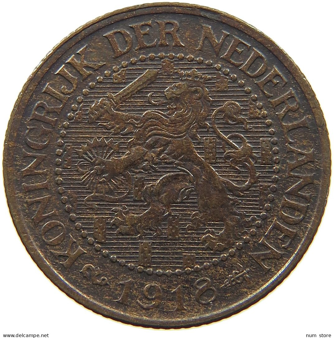 NETHERLANDS 2 1/2 CENTS 1918 Wilhelmina 1890-1948 #c080 0657 - 2.5 Cent