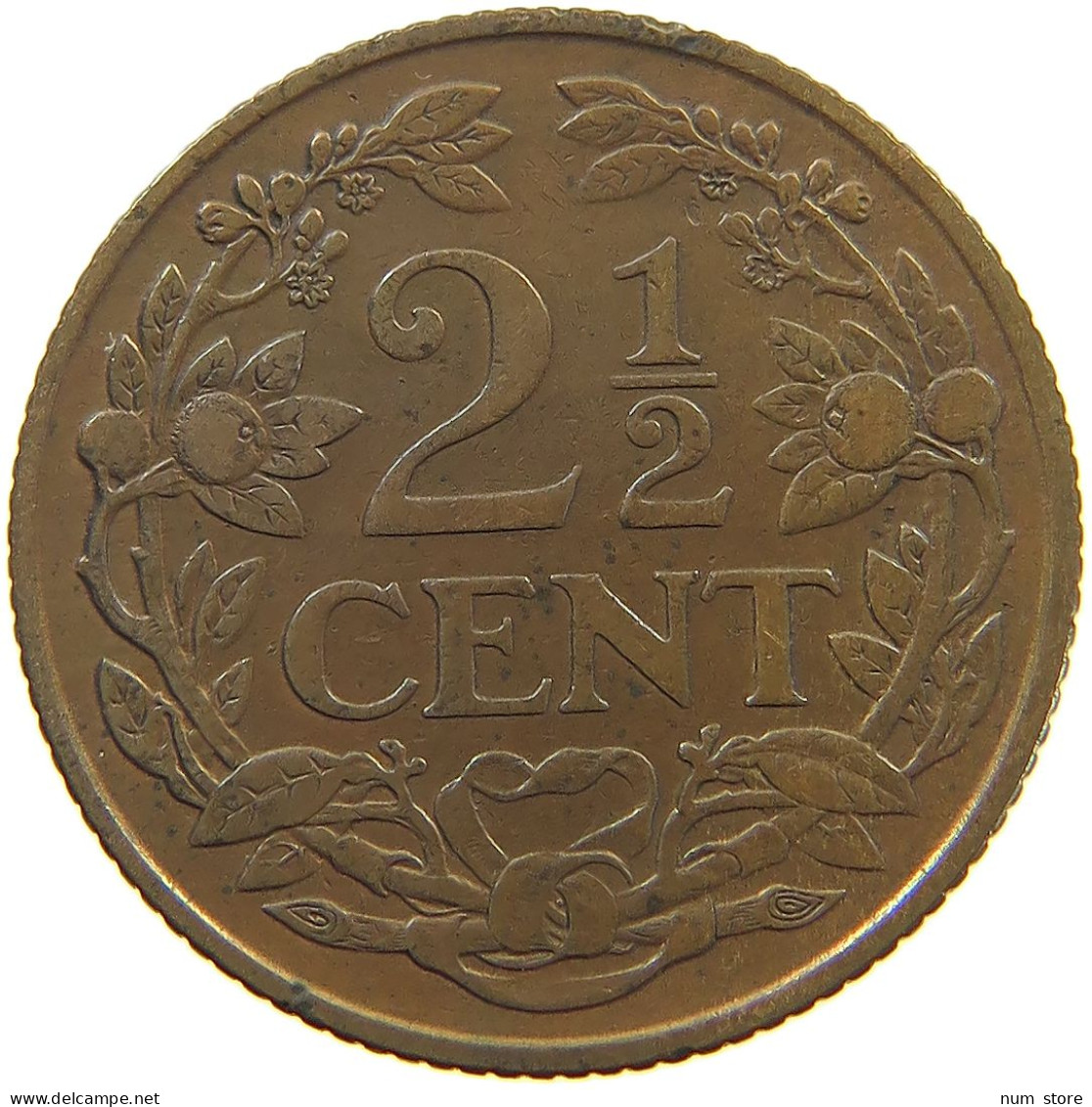 NETHERLANDS 2 1/2 CENTS 1916 Wilhelmina 1890-1948 #a085 0133 - 2.5 Centavos
