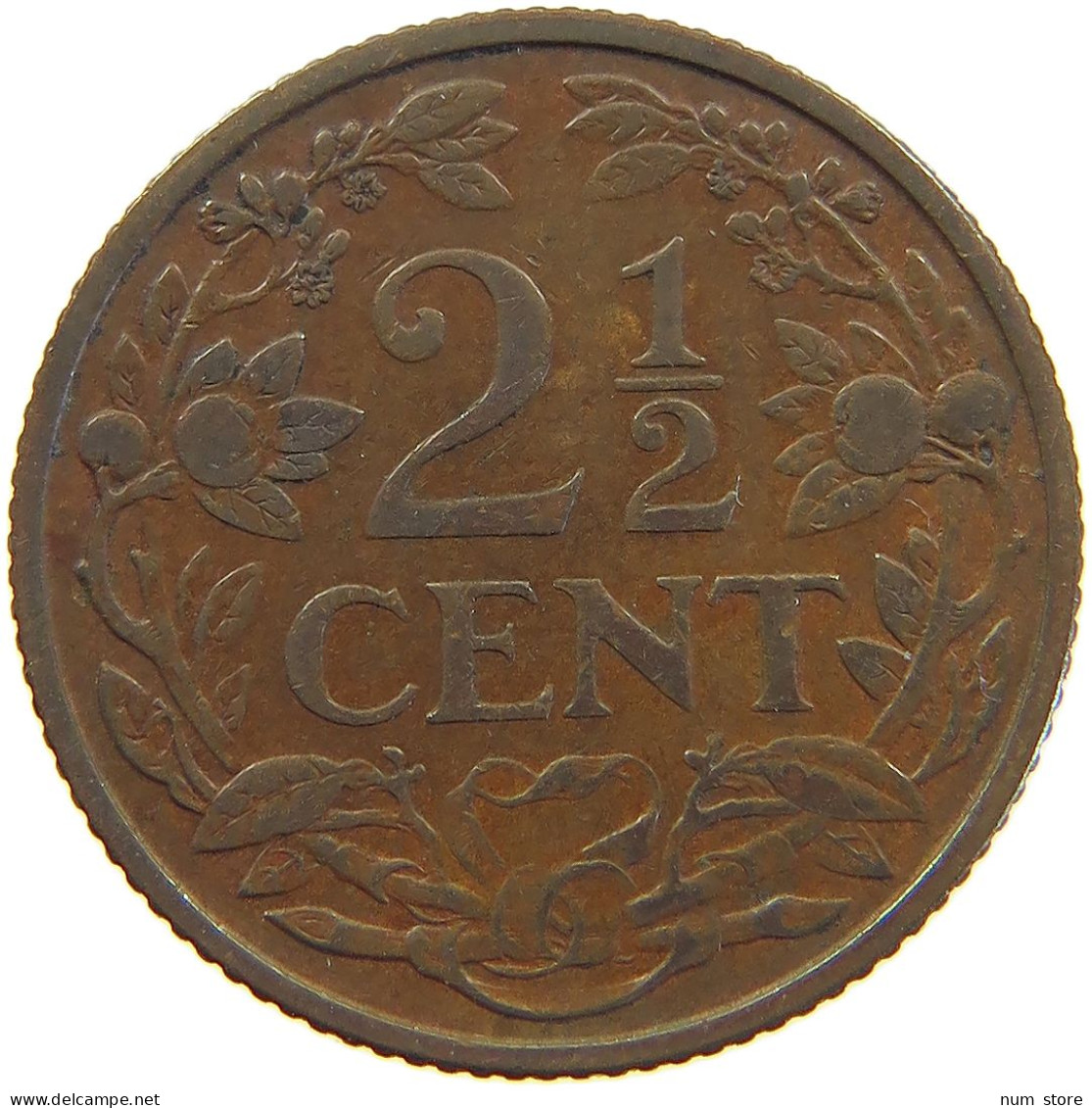 NETHERLANDS 2 1/2 CENTS 1912 Wilhelmina 1890-1948 #c045 0031 - 2.5 Cent