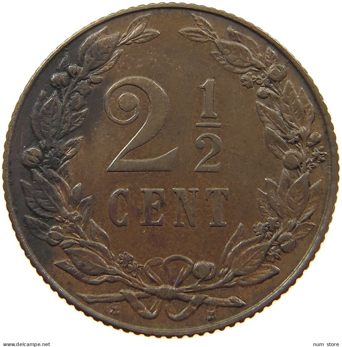 NETHERLANDS 2 1/2 CENTS 1904 Wilhelmina 1890-1948 #c080 0509 - 2.5 Cent