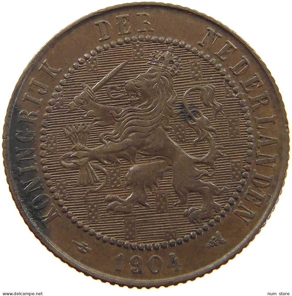 NETHERLANDS 2 1/2 CENTS 1904 Wilhelmina 1890-1948 #c080 0509 - 2.5 Cent