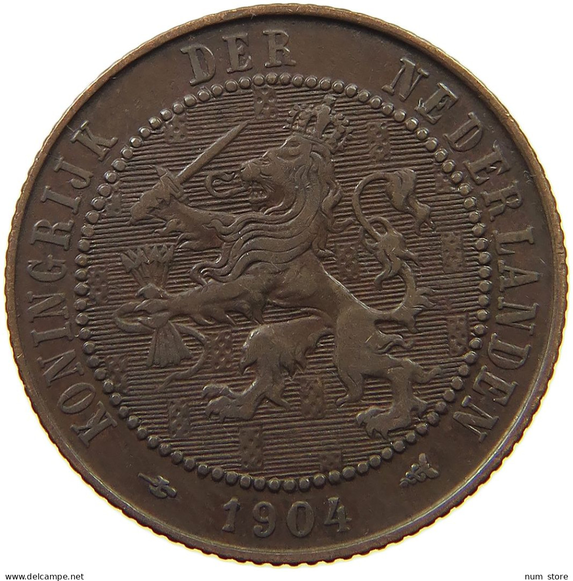 NETHERLANDS 2 1/2 CENTS 1904 Wilhelmina 1890-1948 #s050 0369 - 2.5 Cent