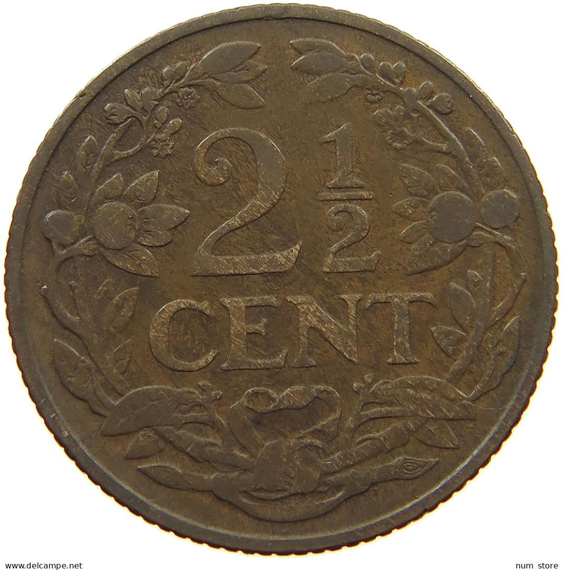 NETHERLANDS 2 1/2 CENTS 1915 Wilhelmina 1890-1948 #a075 0265 - 2.5 Centavos