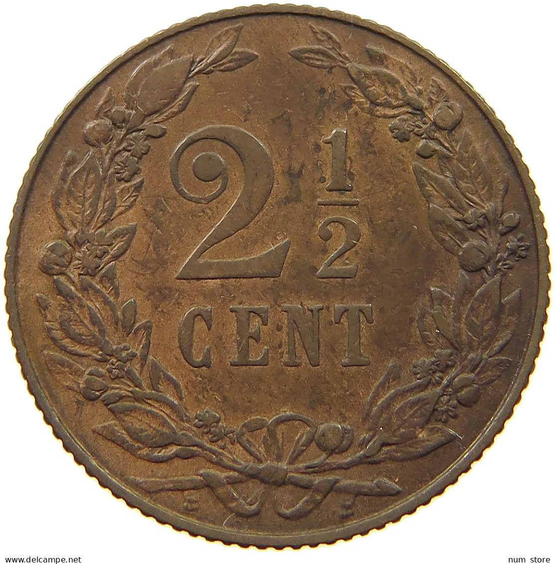 NETHERLANDS 2 1/2 CENTS 1904 Wilhelmina 1890-1948 #a011 0565 - 2.5 Centavos