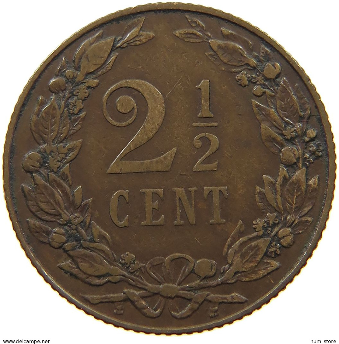 NETHERLANDS 2 1/2 CENTS 1906 Wilhelmina 1890-1948 #a032 0093 - 2.5 Cent