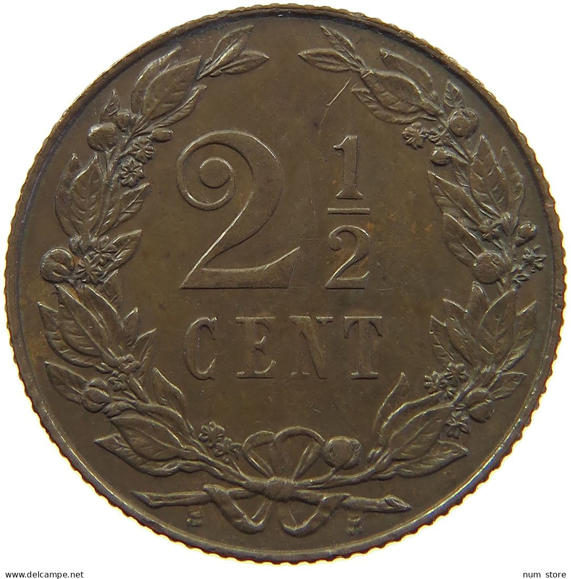 NETHERLANDS 2 1/2 CENTS 1906 Wilhelmina 1890-1948 #c054 0193 - 2.5 Cent